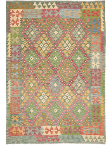 Tappeto Kilim Afghanistan 176x247 Verde Acqua R