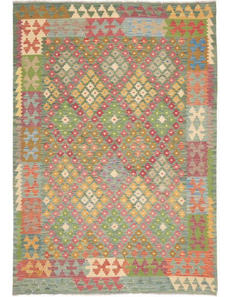 Tappeto Kilim Afghanistan 176x247 Verde Acqua R