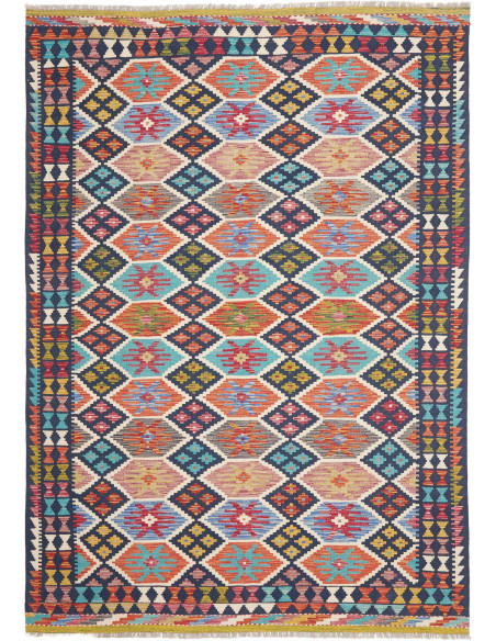 Tappeto Kilim Afghanistan 179x253 Blu Navy Turc