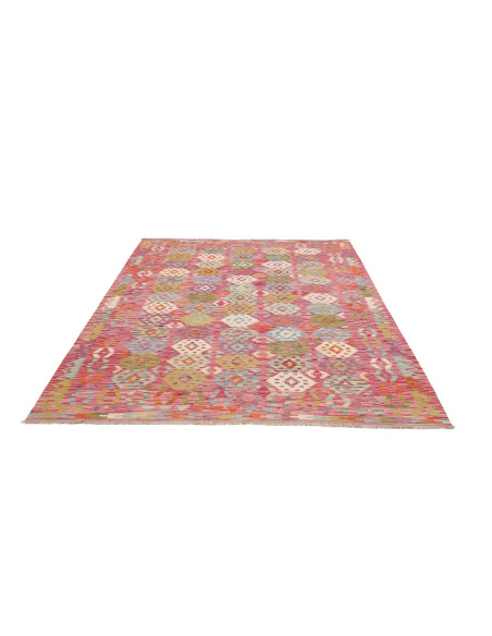 Tappeto Kilim Afghanistan 180x247 Rosa Multicol