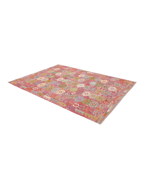 Tappeto Kilim Afghanistan 180x247 Rosa Multicol