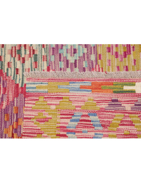 Tappeto Kilim Afghanistan 180x247 Rosa Multicol