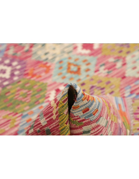 Tappeto Kilim Afghanistan 180x247 Rosa Multicol