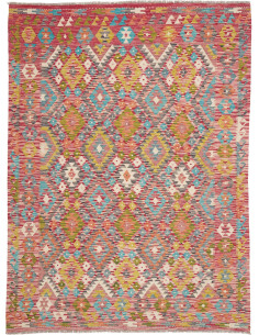 Tappeto Kilim Afghanistan 183x244 Rosso Rosa Bl