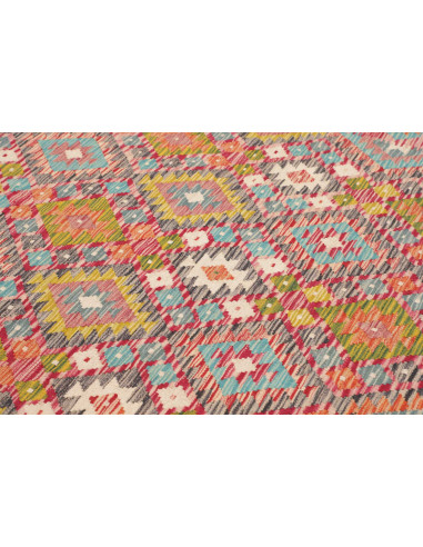 Tappeto Kilim Afghanistan 183x244 Rosso Rosa Bl