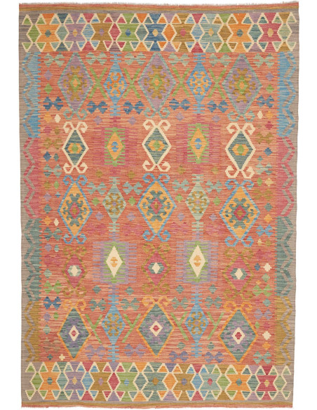 Rug Kilim Afghanistan 169x247 Terracotta Blue G