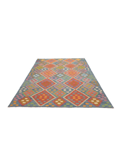 Rug Kilim Afghanistan 175x250 Blue Coral Yellow