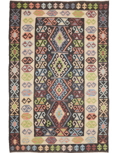 Tappeto Kilim Afghanistan 169x256 Nero Beige Mu