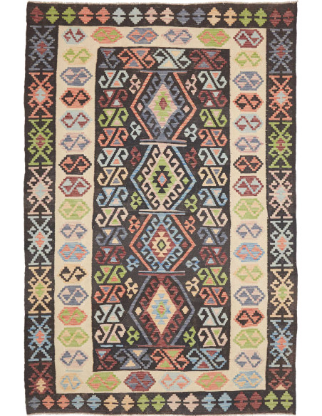 Rug Kilim Afghanistan 169x256 Black Beige Multi