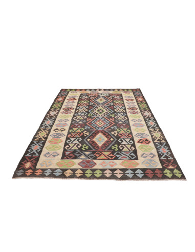 Tappeto Kilim Afghanistan 169x256 Nero Beige Mu
