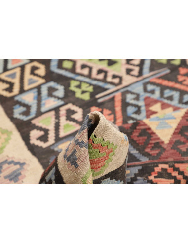 Tappeto Kilim Afghanistan 169x256 Nero Beige Mu