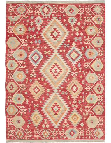 Rug Kilim Afghanistan 176x246 Deep Red Cream Pa