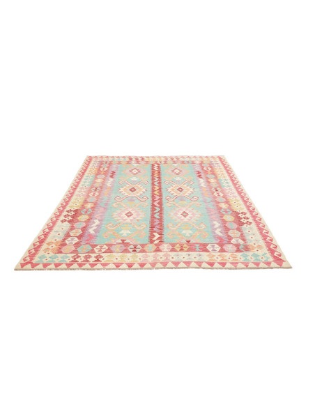 Tappeto Kilim Afghanistan 180x231 Turchese Rosa