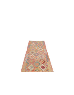 Hand Made Rug Kilim Afghanistan 87x274 Peach Bl 2