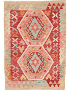 Hand Made Rug Kilim Afghanistan 80x112 Red Beig