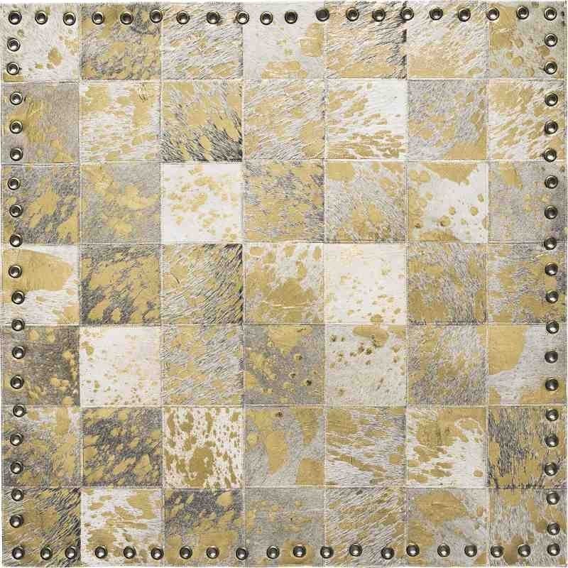 Tappeto Sitap Stringhe Pelle Lurex Ivory-Gold